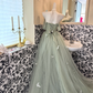Light Green Strapless Waist-Cinched Full Flared Fairy Vintage Romantic Gown gh7560