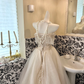 Ivory Strapless Tasseled Waist-Cinched Voluminous Skirt Long Romantic Dress, Wedding Gown gh7744