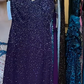 Dark Purple Fully Beaded Evening Gown V Neck Spaghetti Straps Criss Cross Back Long Prom Dress gh9735