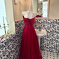 Red Strapless Waist-Cinched Boned Slimming Sexy Long Romantic Dress, Wedding Gown gh7767