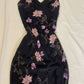 Black gorgeous shiny exquisite beaded purple floral long halter elegant satin ball gown evening dress party dress gh3176