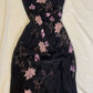 Black gorgeous shiny exquisite beaded purple floral long halter elegant satin ball gown evening dress party dress gh3176