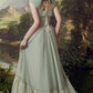 Green Retro Elegant Sweetheart Neck Long School Chiffon Tulle Ball Dress Evening Dress Birthday Party Dress Bridesmaid Dress gh4082