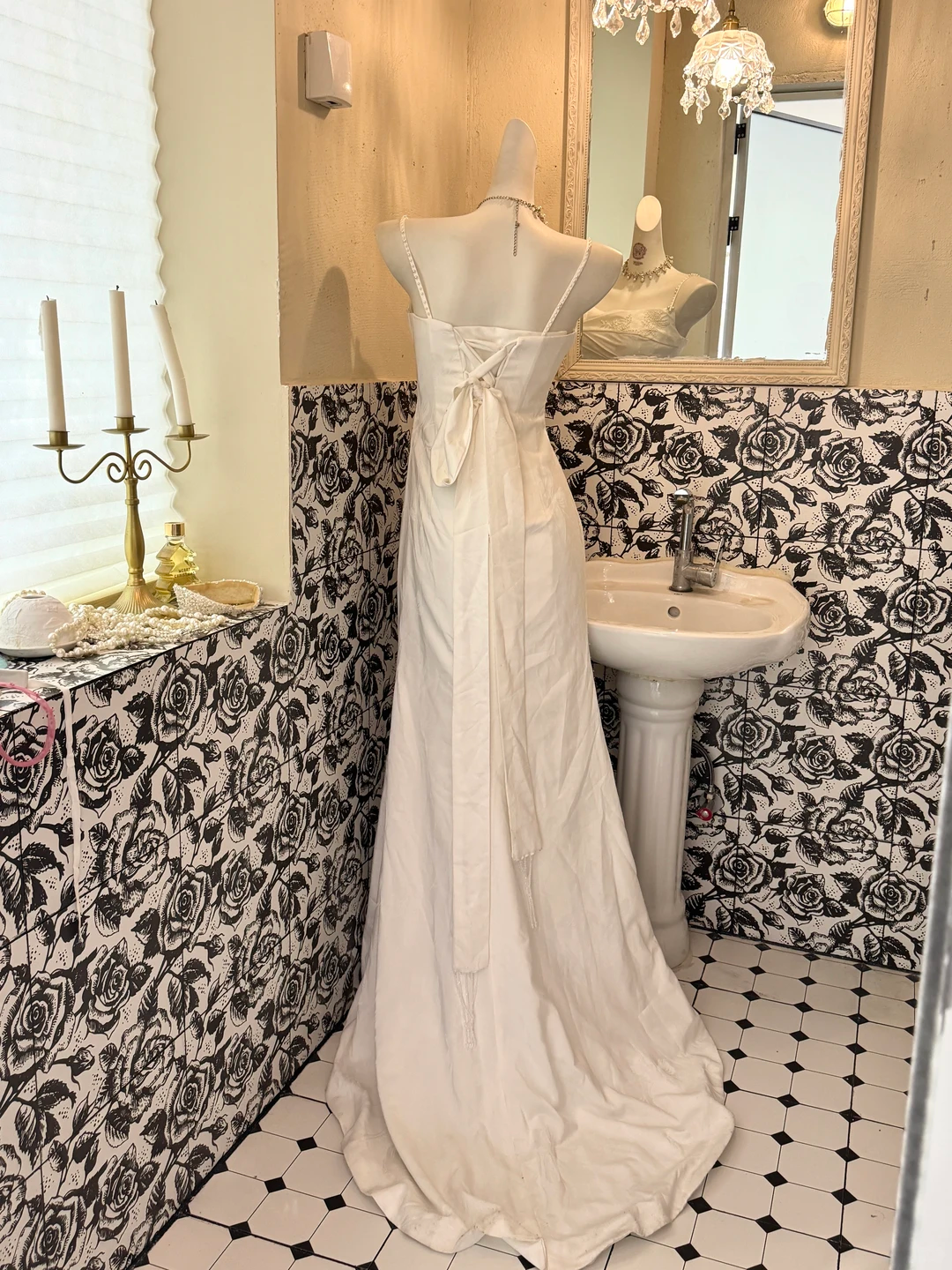 White Satin Spaghetti Strap Waist-Cinched Fitted Ruched Sexy Elegant Romantic Dress, Wedding Gown gh7587