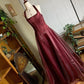 Burgunderrotes, elegantes, glänzendes, mit Perlen besetztes, langes Tüll-Ballkleid, Abendkleid, Partykleid gh3457