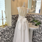 White Sleeveless Waist-Cinched Minimalist Slim Elegant Romantic Dress, Wedding Gown gh7670