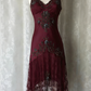 Dunkelblaues, ätherisches Meerjungfrauen-Abendkleid im Gothic-Stil mit hübschem Blumenmuster, Pailletten und Perlenbesatz, Midi-/Kurzformat, Homecoming-Kleid, Date-Kleid, Partykleid gh4617