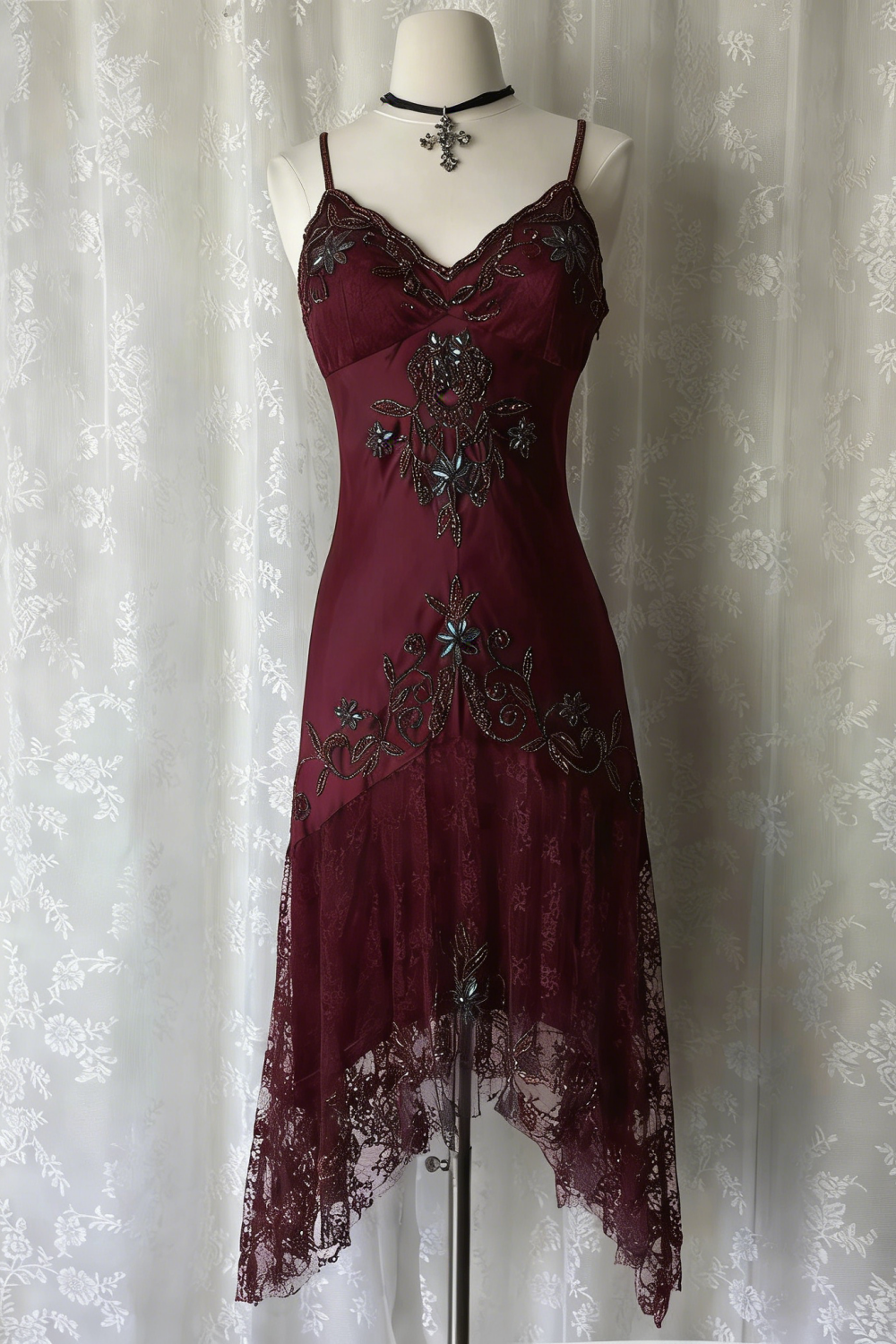 Dunkelblaues, ätherisches Meerjungfrauen-Abendkleid im Gothic-Stil mit hübschem Blumenmuster, Pailletten und Perlenbesatz, Midi-/Kurzformat, Homecoming-Kleid, Date-Kleid, Partykleid gh4617