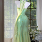 Light Mint Green Halter Beaded Irregular Mermaid Evening Dress with Matching Shawl, Prom Gown gh9509