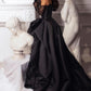 Black fashion sexy taffeta slit long elegant ball gown evening dress gh727