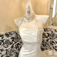 White Satin Strapless Cinched Waist Figure-Flattering Bodycon Sexy Mermaid Skirt Long Sexy Romantic Dress, Wedding Gown gh7815
