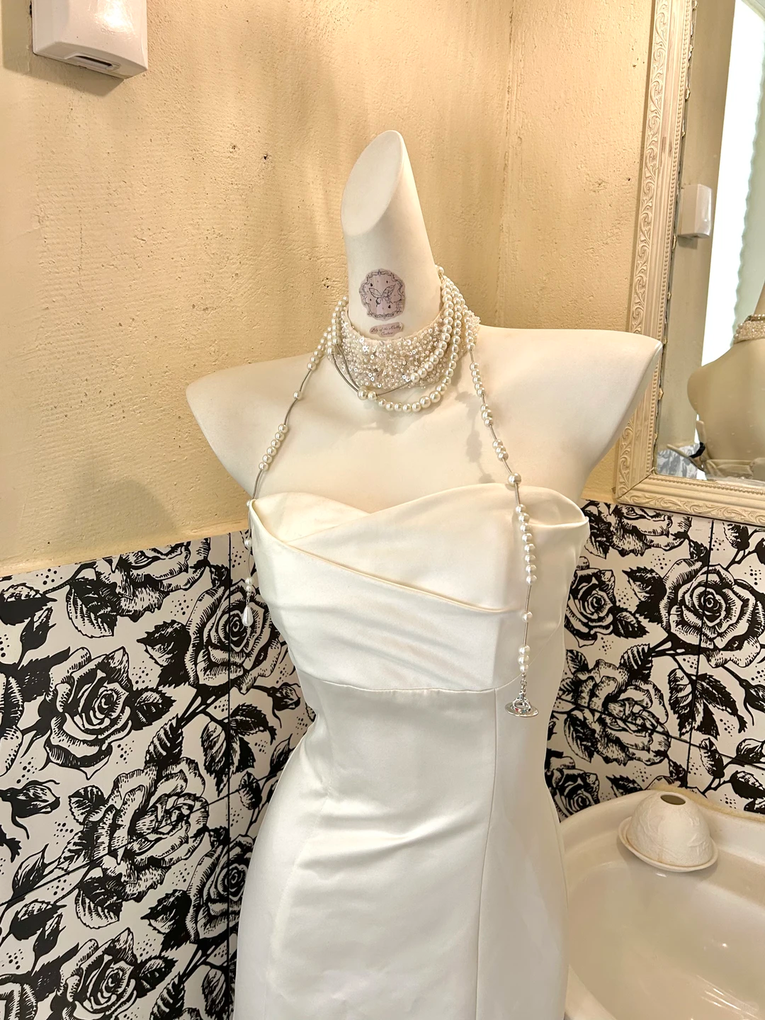 White Satin Strapless Cinched Waist Figure-Flattering Bodycon Sexy Mermaid Skirt Long Sexy Romantic Dress, Wedding Gown gh7815