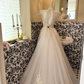 White Lace Classic Elegant Waist-Cinched Full Flared Vintage Romantic Dress, Wedding Gown gh7551