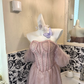 Light Pink Soft Off-the-Shoulder Waist-Cinched Boned Slimming Romantic Dress, Wedding Gown gh7753