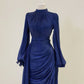 Robe de soirée bordeaux à manches longues, coupe trapèze, robe de bal, gh4317