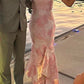 Rosa Elegante Mode Blumen Lange Slim Fit prom kleid Abendkleid Party Kleid Brautjungfer Kleider gh3316