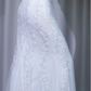 ✨Girlhomeshops-White Rhinestone Beaded Mermaid Gown Halter V Neck Tulle gh10130