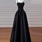 Robe de soirée longue en satin, élégante et simple, noire, rouge et bleu marine, coupe trapèze, robe de bal, gh3573