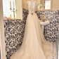 Ivory Strapless Embroidered Waist-Cinched Full Flared Skirt Long Romantic Dress, Wedding Gown gh7763