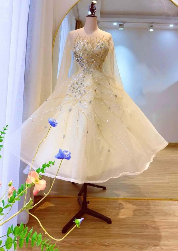 Hellgelb Perlenbesetztes elegantes langes Tüll-Ballkleid-Abendkleid-Partykleid gh4916
