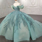 Green gorgeous shiny exquisite beaded long tulle floor-length princess ball gown evening dress Dress gh3196