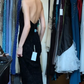 Black Halter Neck Long Evening Gown Patterned Beaded Mermaid Prom Dress gh9674
