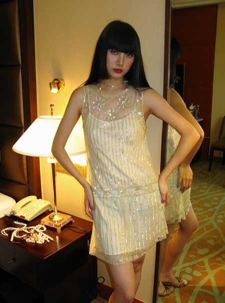 Light Champagne Gold Sleeveless Sequin Vintage Luxury Prom Gown, Evening Party Dress gh8361