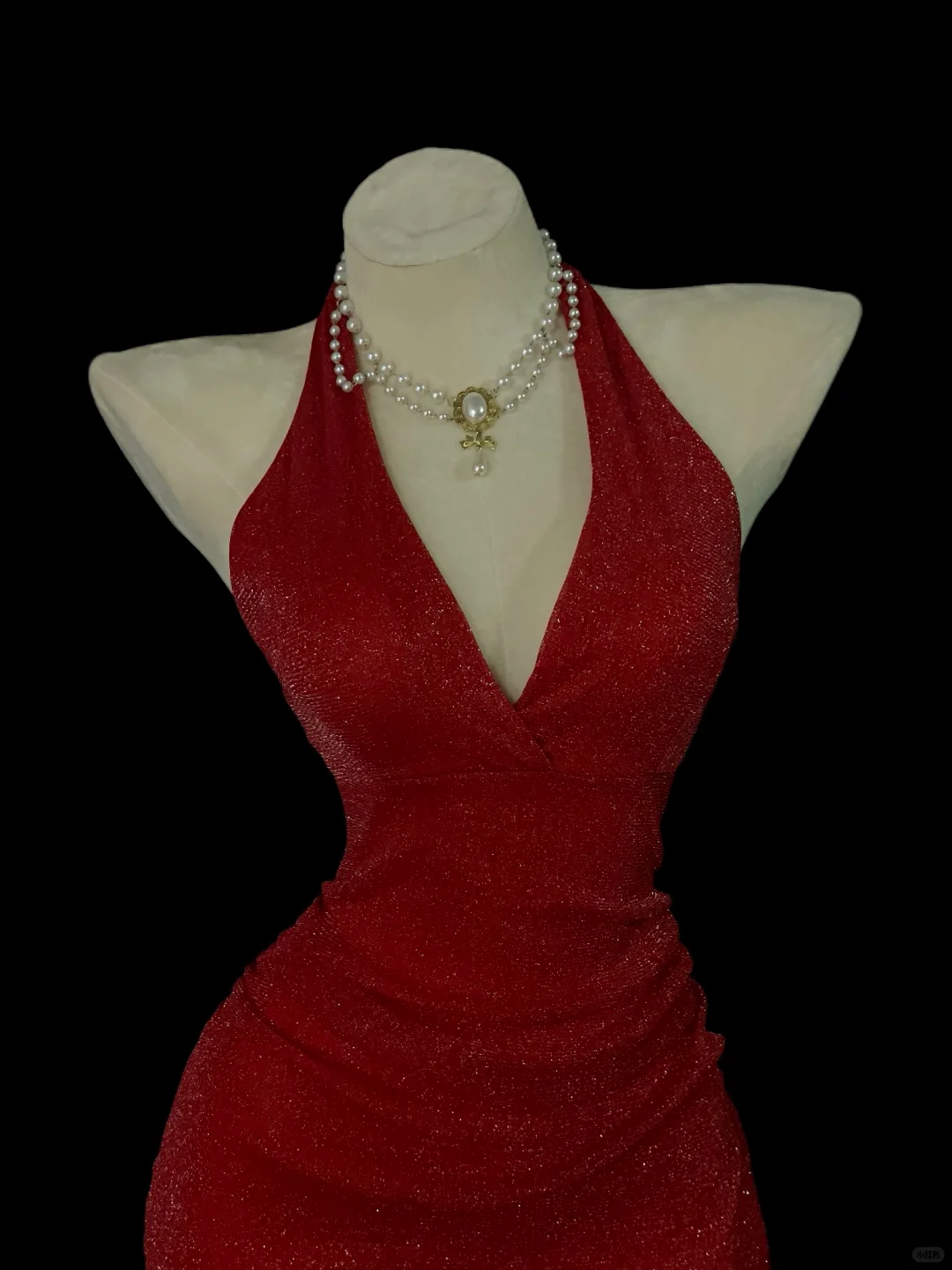 Wine‑Red Sparkly Mermaid Evening Gown, Halter Deep‑V Neck Backless Design, Ruched Waist Detail, Side Tiered Ruffle Trim, Fitted Mermaid Floor‑Length Skirt, Retro Formal Prom Photoshoot Party Dress gh8867