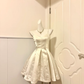 White Satin Short Homecoming Dress Spaghetti Straps Sweetheart Neck A-line Cocktail Party Gown gh9358
