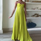 Robe de soirée longue en mousseline de soie élégante à la mode jaune robe de soirée pour invités de mariage gh3430
