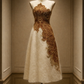 ✨Girlhomeshops-Gold Cloud Cord Embroidery Ivory Qipao Cheongsam Midi Evening Dress gh10487