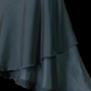 Dusty Blue Satin Slip Midi Gown, Cowl Draped Neckline, One‑Shoulder Tassel Rhinestone Fringe Detail, High Fitted Waist, Asymmetrical Tiered Flowy Midi Skirt, Retro Cold‑Tone Prom Evening Photoshoot Dress gh8872