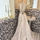 Ivory Strapless With Silver Decorations Waist-Cinched Figure-Flattering Long Romantic Dress, Wedding Gown gh7738