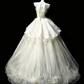White Strapless Waist-Cinched Voluminous Skirt Evening Dress, Fairy Gown, Romantic Gown gh7365
