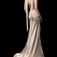Gold Spaghetti Straps Waist-Cinched Fitted Satin Elegant Long Evening Dress, Fairy Gown, Romantic Gown gh7375