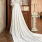 Ivory Vintage Empire Waist Wedding Gown, V‑Neck Lace Trim Neckline, Lace Mixed Puff Long Sleeves, Lace Appliqués Empire Bodice, Flowing A‑Line Long Skirt, Prom & Wedding Dress gh8688