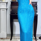 Bright‑Blue‑Vintage‑Gown Halter‑V‑Neck Keyhole‑Cutout All‑Over‑Sequin‑Beading Fitted‑Column‑Mermaid Open‑Back Sparkly‑Floor‑Length‑Evening‑Prom‑Dress gh8842