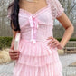 Pink/Green/Blue Delicate Lace Sweet Elegant Cute Long Layered Tulle Chiffon Ball Gown Evening Dress Garden Party Dress Prom Dress gh3780
