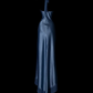 Dusty Blue Satin Halter Neck Evening Gown, Deep V Halter Open‑Back, Beaded Neckline Detail, Fitted Mermaid Floor‑Length Dress, Chiffon Hem Trim, Retro Prom Party Gown gh8879