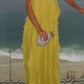Robe de soirée longue en mousseline de soie jaune, simple et confortable, robe de bal, robe d'invité de mariage, gh4728