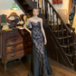Black Lace Mermaid Long Evening Gown Strapless Sweetheart Sequin Prom Dress gh9854