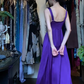 Purple Sleeveless V Neck Long Formal Gown Rhinestone Waist Satin A-Line Evening Dress gh9663