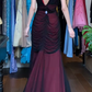 Burgundy Black Vintage Prom Dress Sleeveless Deep V Hand Beaded Ruched Tulle Mermaid Long Evening Gown With Pockets gh9624
