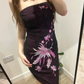 Deep Purple Vintage Luxury Embroidered Strapless Fitted Waist Slim Bodycon Prom & Evening Party Dress gh8453