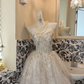 Ivory Sequin Strapless Waist-Cinched Voluminous Full Skirt Romantic Dress, Wedding Gown gh7697