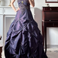 Dark‑Purple Strapless Beaded‑Rhinestone‑Embroidery Bow‑Gem Pick‑Up‑Ballgown Floor‑Length Vintage Evening Prom Gown gh8804