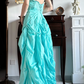 Mint‑Green‑Vintage‑Gown Spaghetti‑Straps Beaded‑Rhinestone‑Bodice Hand‑Gathered‑Voluminous‑Skirt Crinkled‑Shiny‑Taffeta‑Fabric Retro‑Puffy‑Floor‑Length‑Prom‑Evening‑Dress gh8840