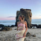 Pink backless tight lace three-dimensional rose flower long prom dress formal evening dress party dress gh3012