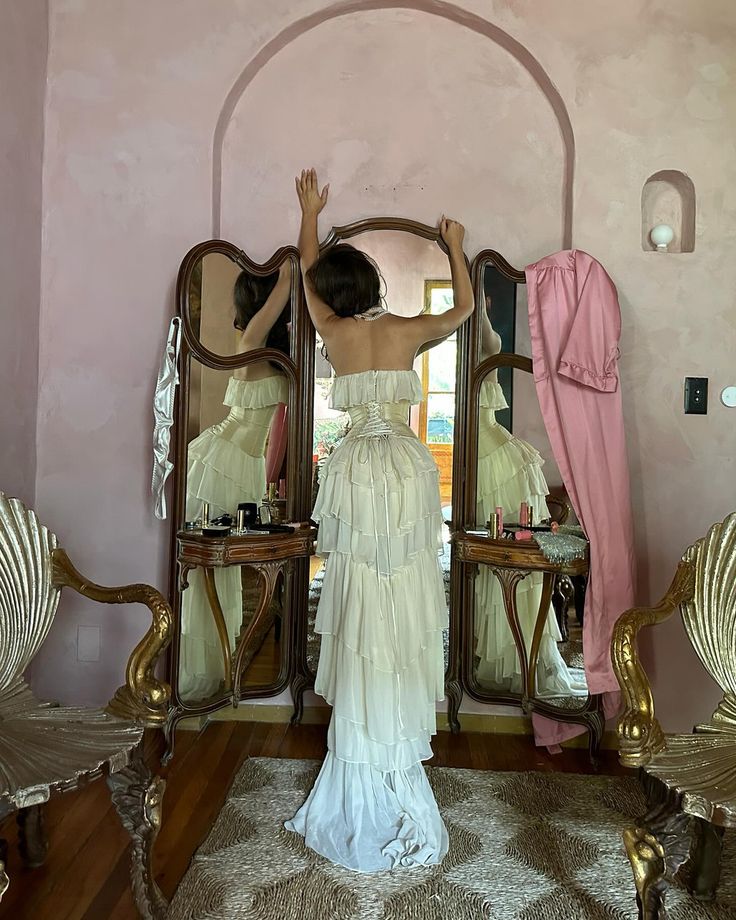 Robe de soirée blanche vintage en mousseline de soie, coupe trapèze, épaules dénudées, longue, à volants, robe de bal, gh3658
