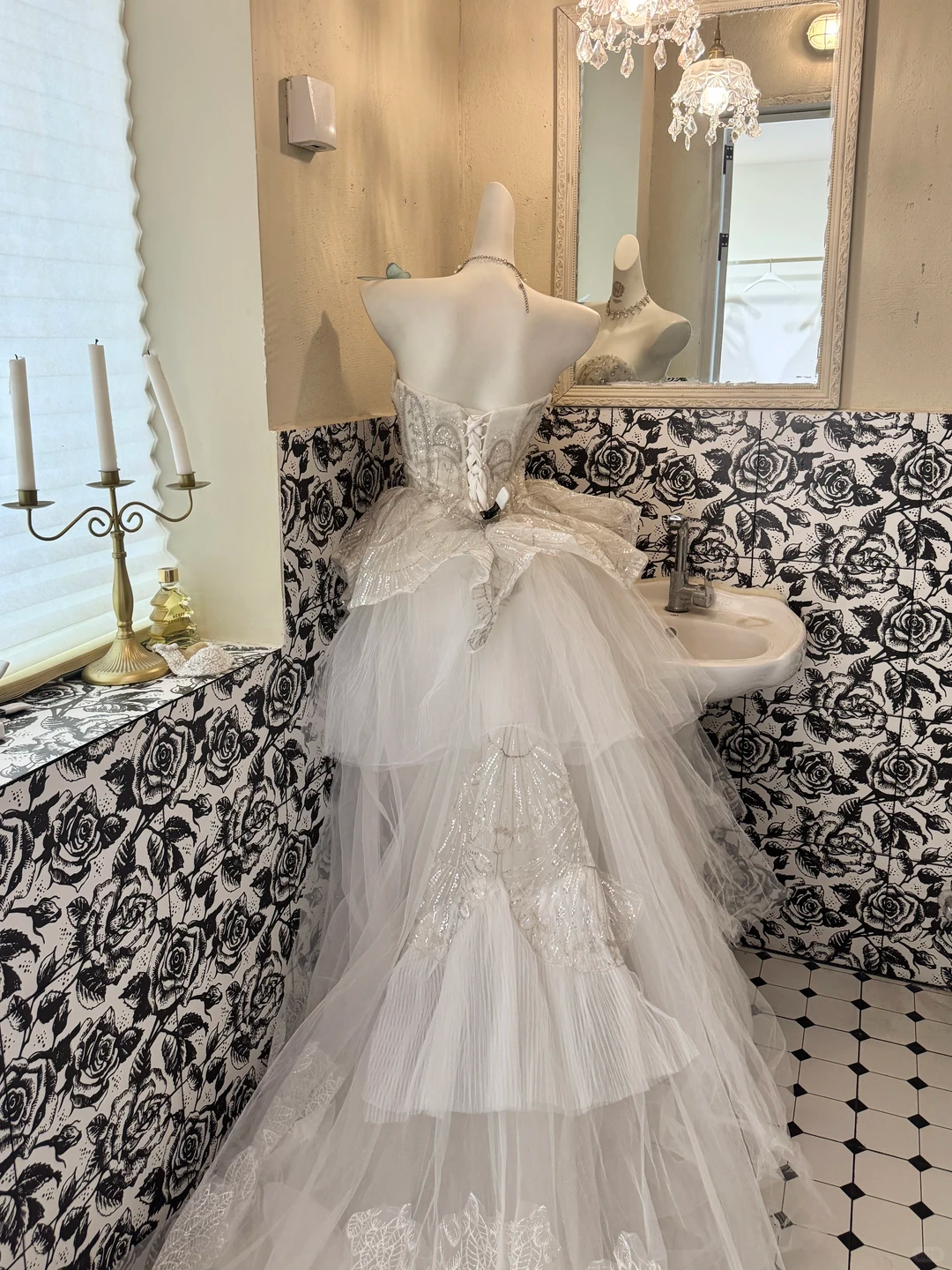 Ivory Strapless Silver Embellished Luxury Elegant Waist-Cinched Voluminous Skirt Long Romantic Dress, Wedding Gown gh7598